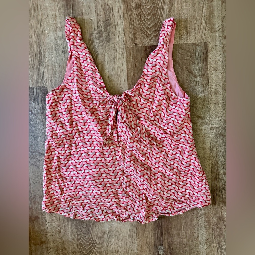 Maeve Pink and White Patterned Lined Tank Top XS